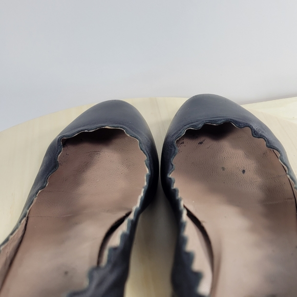 Chloé Lauren Scalloped Block Heel Pumps in Black Leather EU Size 38.5 US… - Picture 13 of 14